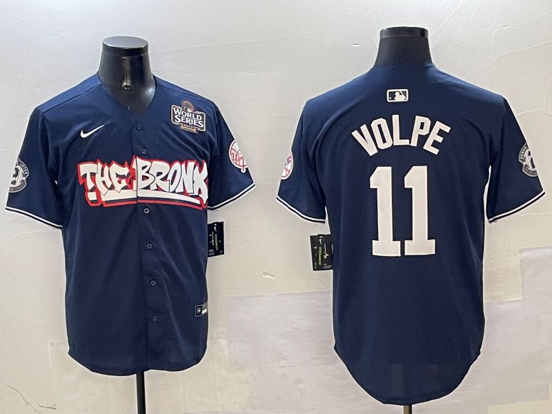 Men New York Yankees 11 Volpe Drak Blue four generations Joint Name 2025 Nike MLB Jersey style 2